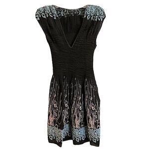 Max Edition Textured Print Elasticized Bodice Dress Sz M